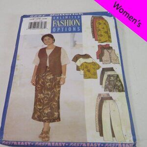 butterick 5557 UNCUT vest, top, skirt, pants, shorts sewing pattern